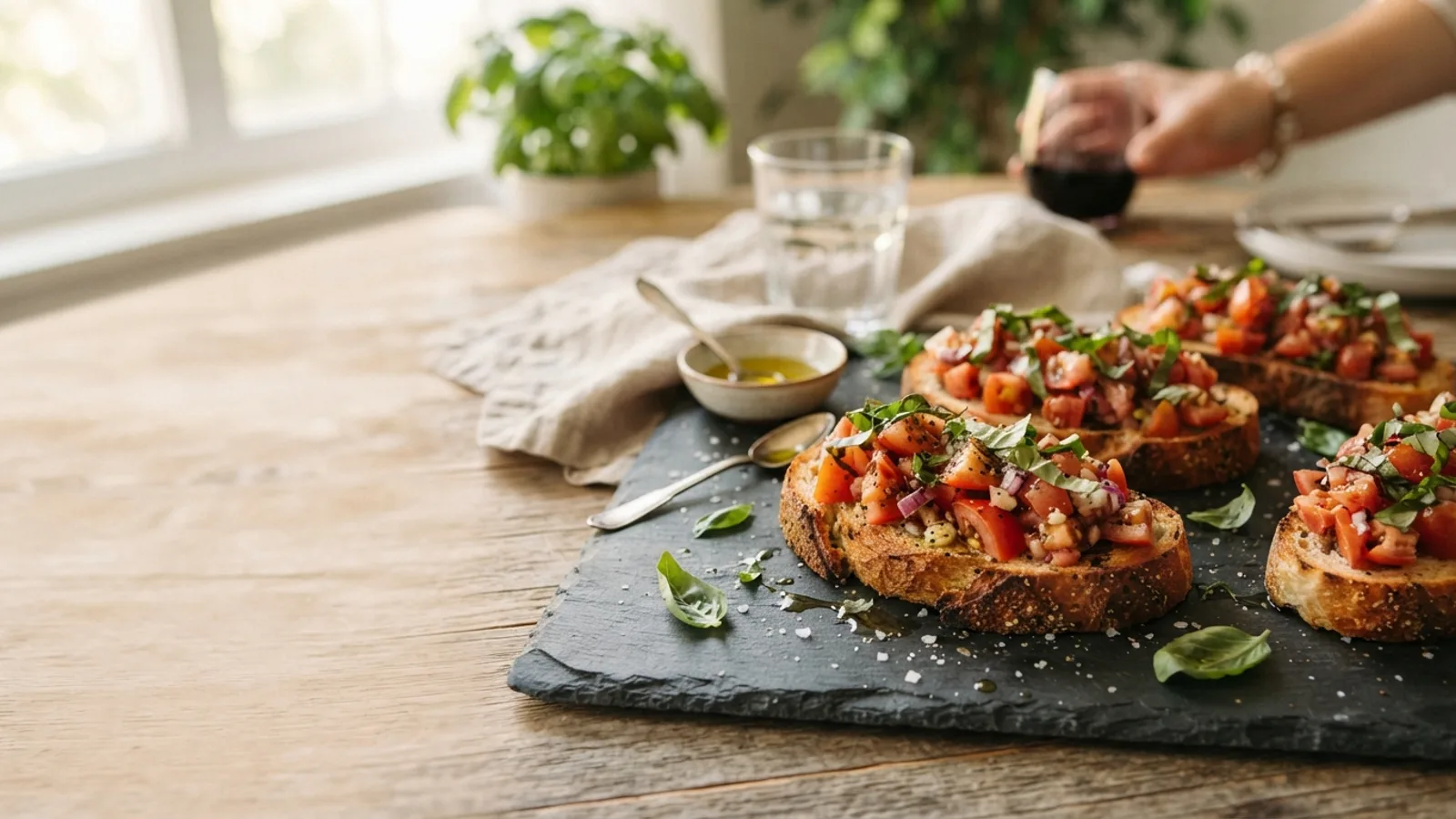Tomato bruschetta on toasted sourdough
